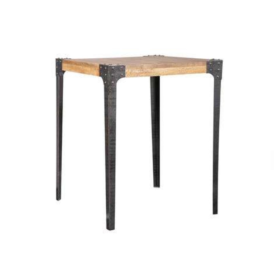 Table Haute Et Bar * | Top 10 Miliboo Table Haute Industrielle Carree En Manguier Massif Et Metal Madison Bois Clair / Noir