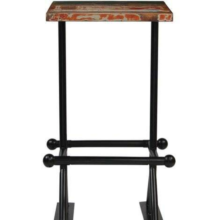 Table Haute Et Bar * | Budget Litzee Mobilier De Bar 3 Pcs Bois De Recuperation Massif Multicolore #