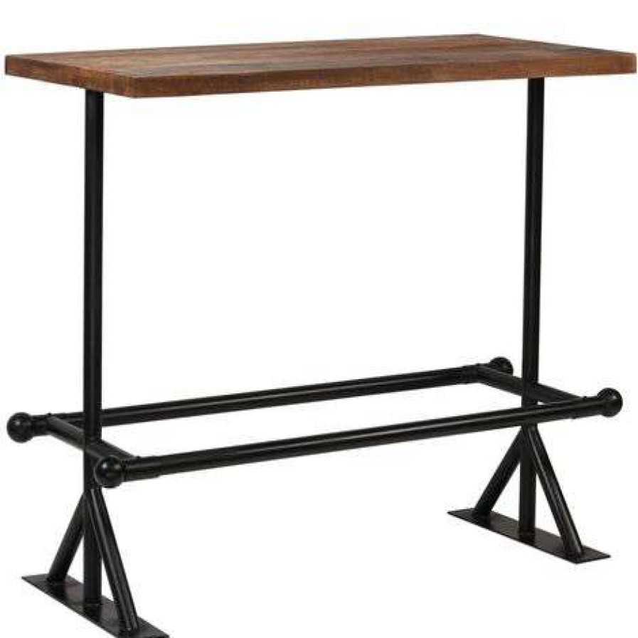 Table Haute Et Bar * | Meilleur Prix Topdeal Table De Bar Bois De Recuperation Massif Marron 120X60X107 Cm