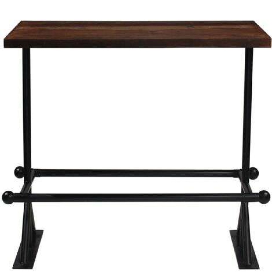 Table Haute Et Bar * | Meilleur Prix Topdeal Table De Bar Bois De Recuperation Massif Marron 120X60X107 Cm