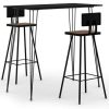 Table Haute Et Bar * | Remise True Deal Ensemble De Bar 3 Pcs, 1 Table Et 2 Tabourets De Bar Noir