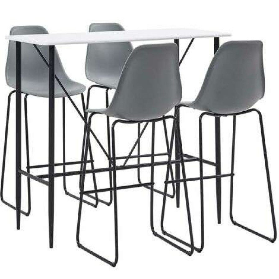 Table Haute Et Bar * | Meilleure Vente True Deal Ensemble De Bar 5 Pcs Plastique Gris