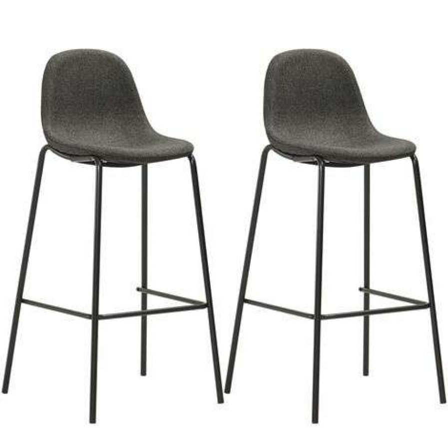 Table Haute Et Bar * | Grosses Soldes True Deal Ensemble De Bar 3 Pcs Tissu Gris Fonce