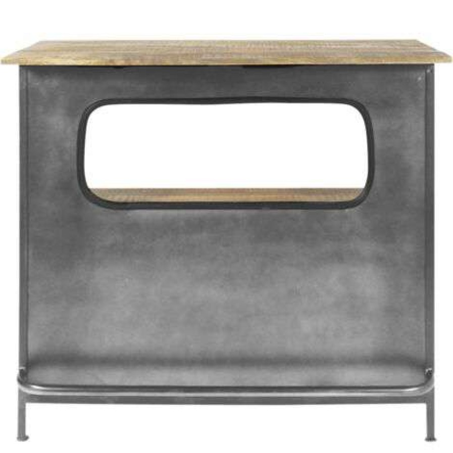 Table Haute Et Bar * | Les Meilleures Critiques De Made In Meubles Meuble Bar En Metal Gris Arsene Gris