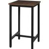 Table Haute Et Bar * | Sortie Woltu Table De Bar.Table De Cuisine Carre.En Agglomere Et Metal.60X60X102Cm.Hetre Fonce