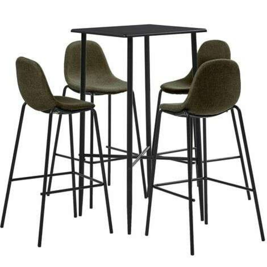 Table Haute Et Bar * | Meilleure Vente Hommoo Ensemble De Bar 5 Pcs Tissu Marron Hdv22113