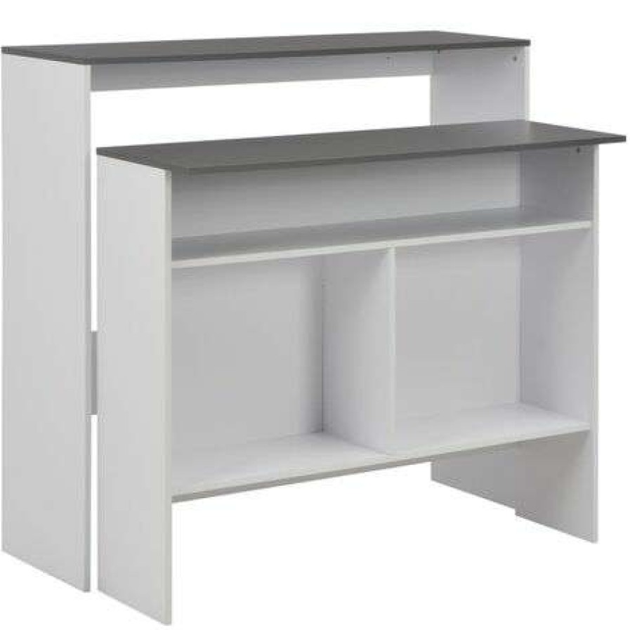 Table Haute Et Bar * | Le Moins Cher Youthup Table De Bar Avec 2 Dessus De Table Blanc Et Gris 130X40X120 Cm