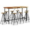 Table Haute Et Bar * | Acheter Vidaxl Ensemble De Bar 9 Pcs Bois De Recuperation Massif Brun