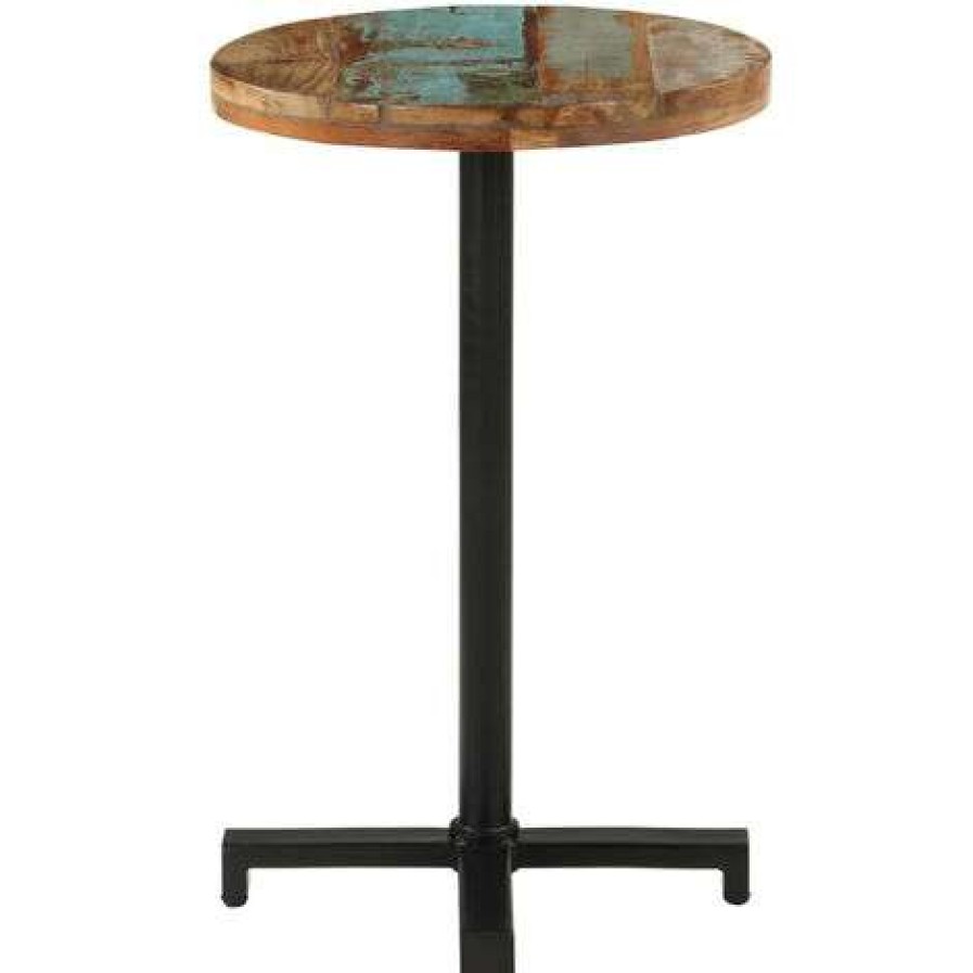 Table Haute Et Bar * | Offres Asupermall Table De Bistro Ronde O50 75 Cm Bois De Recuperation Massif