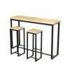 Table Haute Et Bar * | Le Moins Cher Fornord Table De Bar Murale + 2 Tabourets De Bar Bois Et Metal Noir Bois