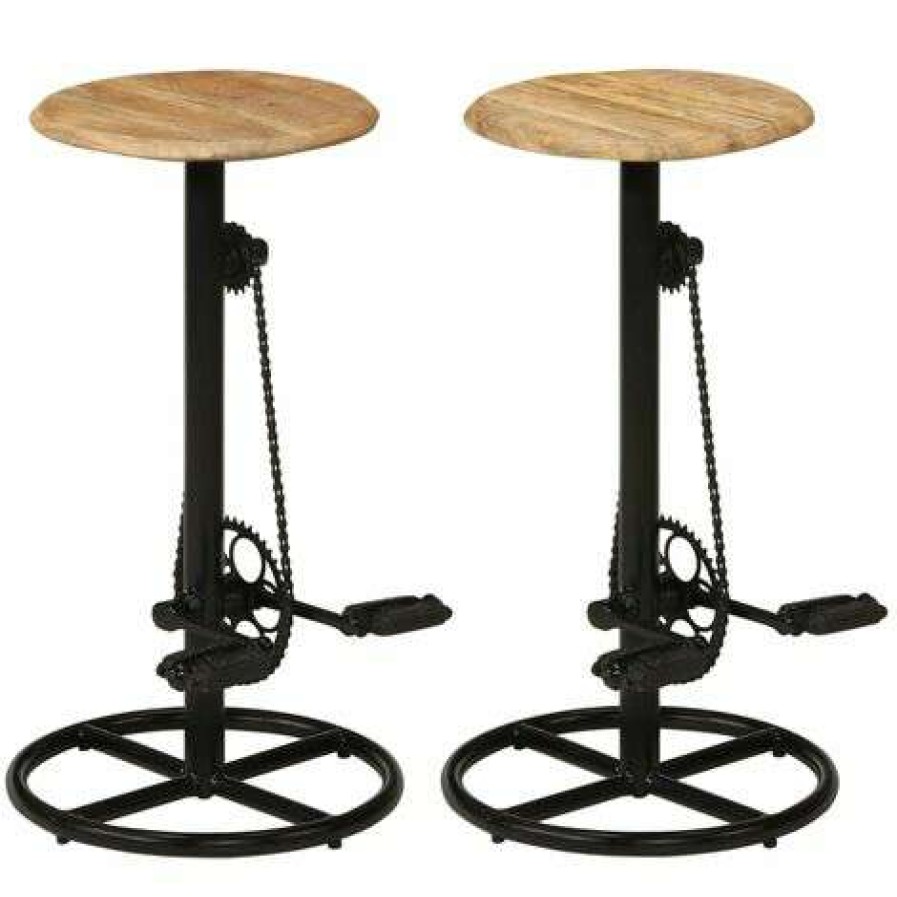 Table Haute Et Bar * | De Gros Inlife Chaises De Bar 2 Pcs Bois De Manguier Solide