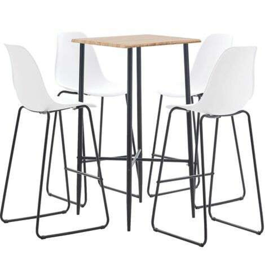 Table Haute Et Bar * | Coupon True Deal Ensemble De Bar 5 Pcs Plastique Blanc