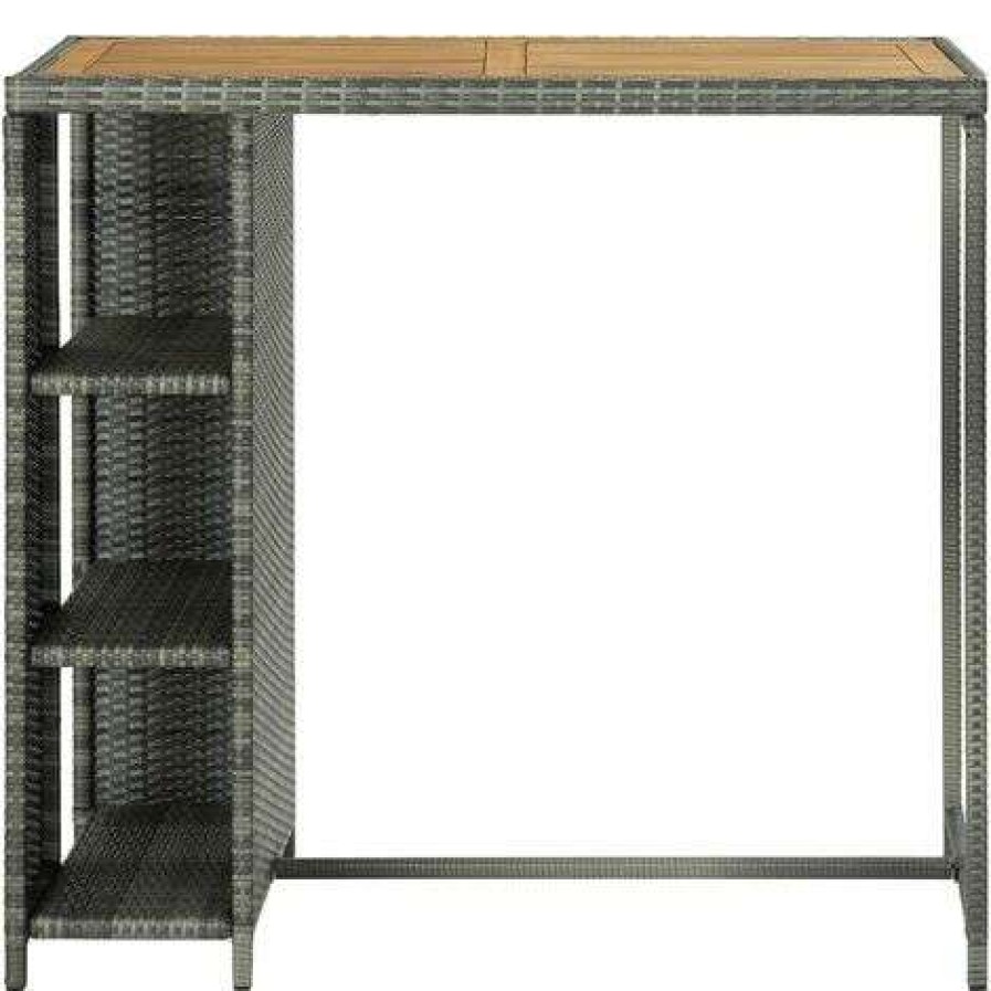 Table Haute Et Bar * | Meilleur Prix Inlife Table De Bar Avec Rangement Gris 120X60X110 Cm Resine Tressee Gris