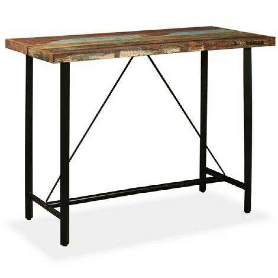 Table Haute Et Bar * | Bon Marche Hommoo Table De Bar Bois Massif De Recuperation 150 X 70 X 107 Cm Hdv11430