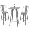 Table Haute Et Bar * | Grosses Soldes Set Table Mange-Depout + 2X Tabouret De Bar Hhg-866, Chaise/Table De Bar, Design Industriel ~ Gris