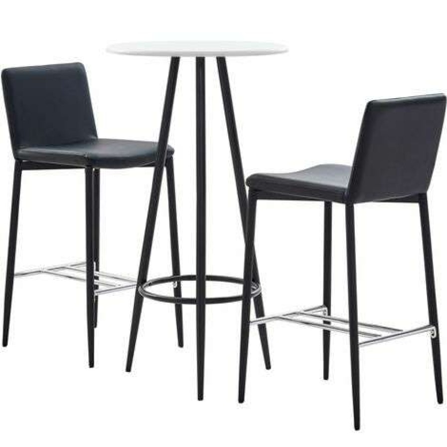 Table Haute Et Bar * | Le Moins Cher True Deal Ensemble De Bar 3 Pcs Similicuir Noir