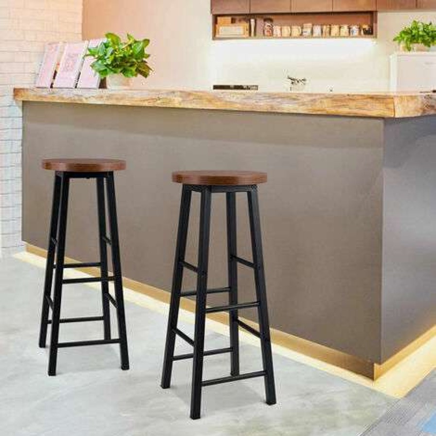 Table Haute Et Bar * | Le Moins Cher Nova Definir 2 Tabourets De Bar Style En Bois Rustique Differentes Couleurs Couleur : Hetre