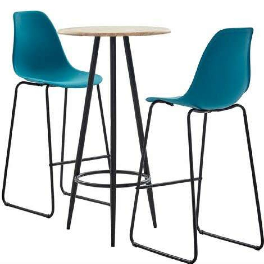 Table Haute Et Bar * | Top 10 True Deal Ensemble De Bar 3 Pcs Plastique Turquoise