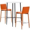 Table Haute Et Bar * | Meilleur Prix Hommoo Ensemble De Bar 3 Pcs Similicuir Orange Hdv22151