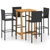 Table Haute Et Bar * | Le Moins Cher Hommoo Ensemble De Bar De Jardin 5 Pcs Noir