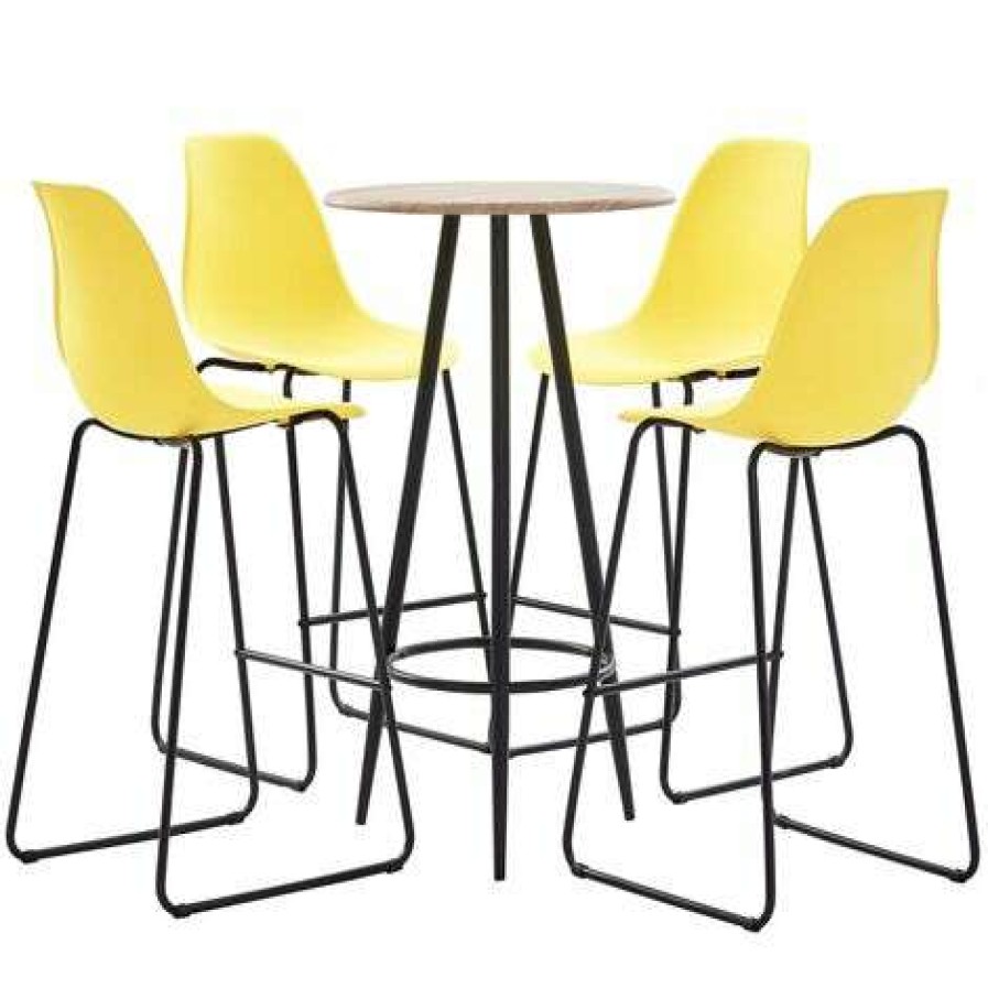 Table Haute Et Bar * | Bon Marche True Deal Ensemble De Bar 5 Pcs Plastique Jaune