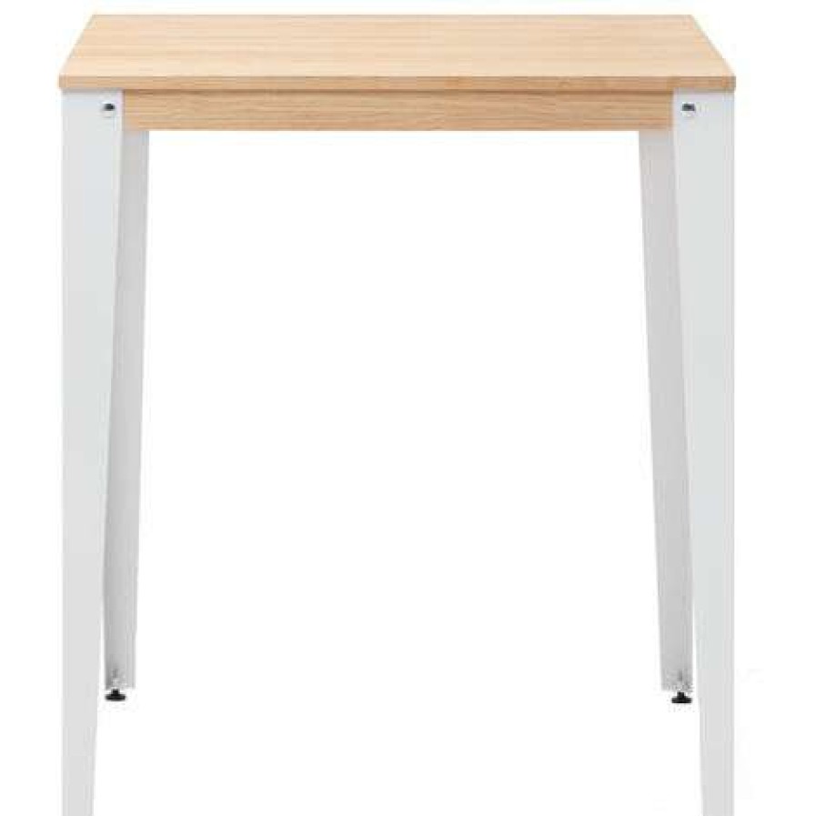 Table Haute Et Bar * | Meilleure Affaire Table Mange Debout Lunds 80X80X110Cm Blanc-Naturel. Box Furniture Blanc