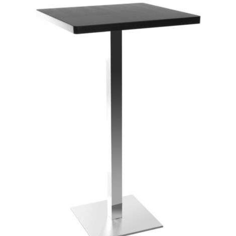 Table Haute Et Bar * | Sortie Miliboo Table De Bar Design Carree Noire Jory Noir