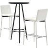 Table Haute Et Bar * | Top 10 Youthup Ensemble De Bar 3 Pcs Similicuir Blanc Blanc