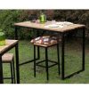 Table Haute Et Bar * | De Gros Meuble House Table De Bar Design En Metal Et Bois Exotique Garden Marron