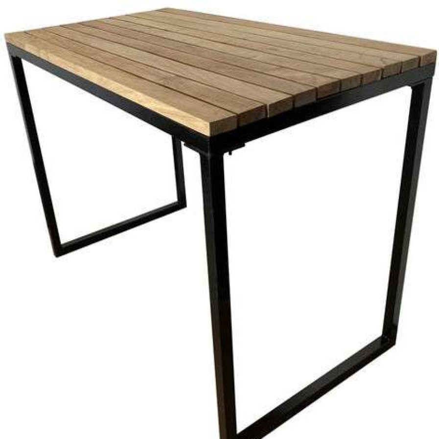 Table Haute Et Bar * | De Gros Meuble House Table De Bar Design En Metal Et Bois Exotique Garden Marron