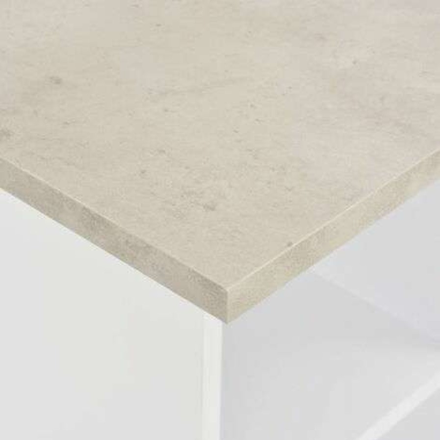 Table Haute Et Bar * | Les Meilleures Critiques De Nova Table De Bar Avec Etageres Quadowes En Bois Moderne Differentes Couleurs Table De Bar Blanc Et Beton 60X60X110 Cm Couleur : Ciment Blanc