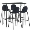 Table Haute Et Bar * | Sortie Asupermall Ensemble De Bar 5 Pcs Tissu Noir