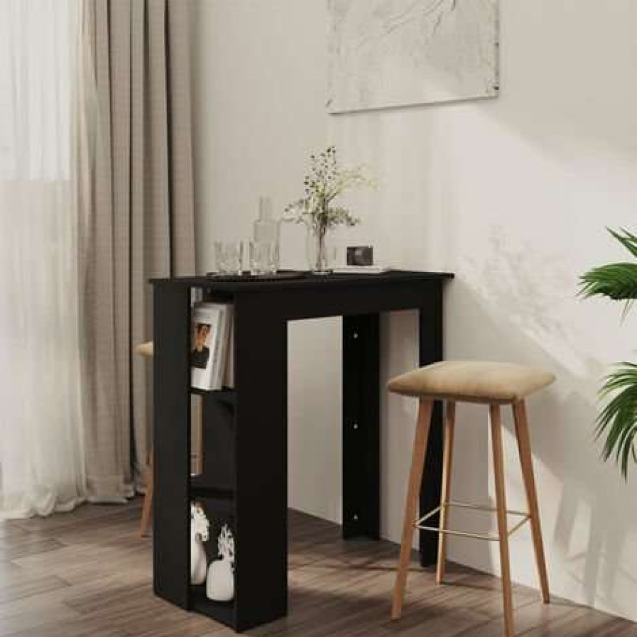 Table Haute Et Bar * | Remise Asupermall Table De Bar Avec Etagere Noir 102X50X103,5 Cm Agglomere