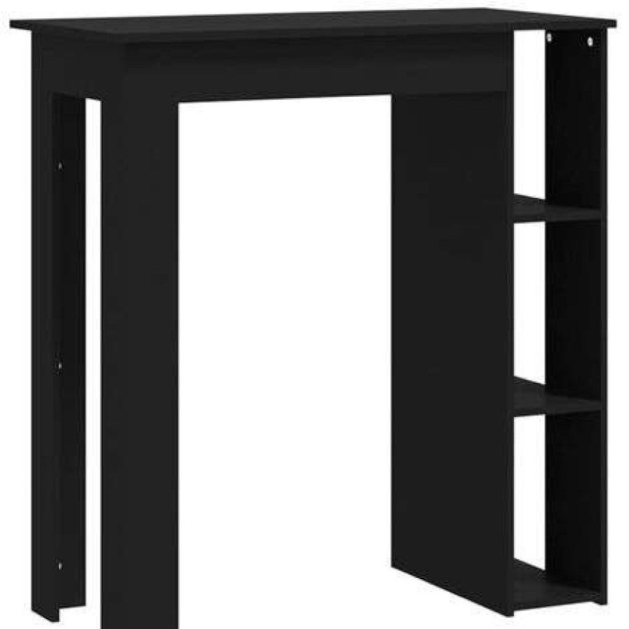 Table Haute Et Bar * | Remise Asupermall Table De Bar Avec Etagere Noir 102X50X103,5 Cm Agglomere