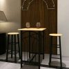 Table Haute Et Bar * | Bon Marche Happyshopping Ensemble De Table A Diner Bois Brun Roux Avec Noir Acier