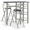 Table Haute Et Bar * | Budget Supermarket Ensemble De Bar Avec Etageres 3 Pcs Bois Et Acier Noir