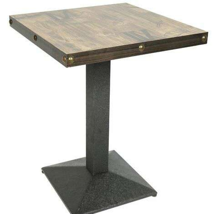 Table Haute Et Bar * | Meilleur Prix Oobest Table 60 60 Carree Avec Pied Central Pour Bar Bistrots | Marron Verni En Noir