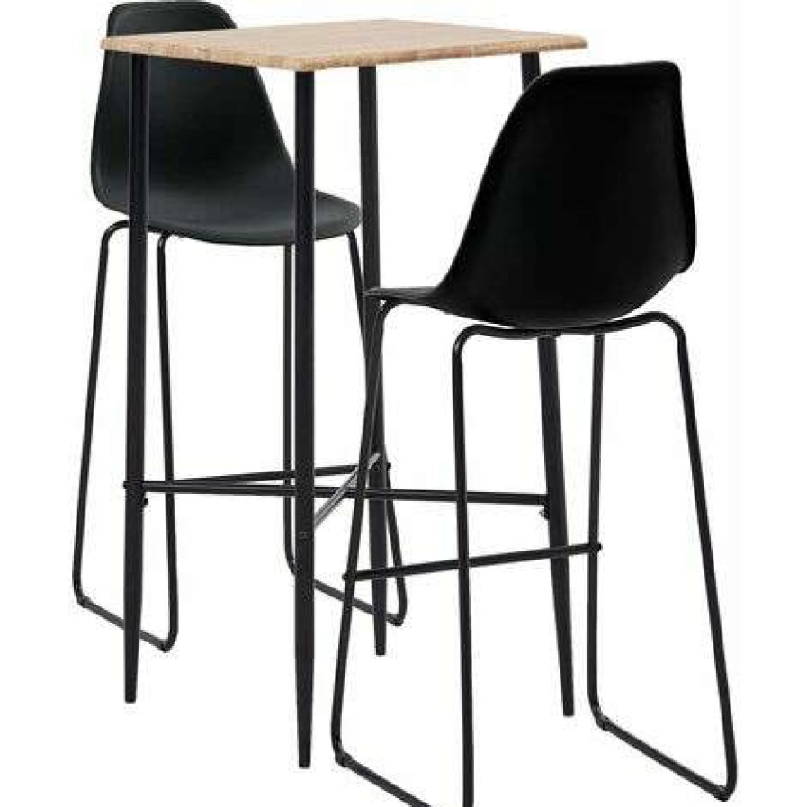 Table Haute Et Bar * | Acheter True Deal Ensemble De Bar 3 Pcs Plastique Noir