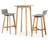 Table Haute Et Bar * | Bon Marche True Deal Mobilier De Bistro 3 Pcs Bois D'Acacia Solide