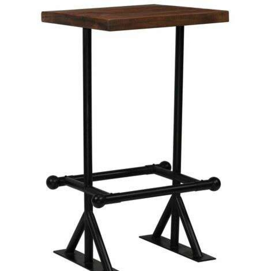 Table Haute Et Bar * | Bon Marche Hommoo Table De Bar Bois De Recuperation Massif Marron 60X60X107 Cm Hdv11371