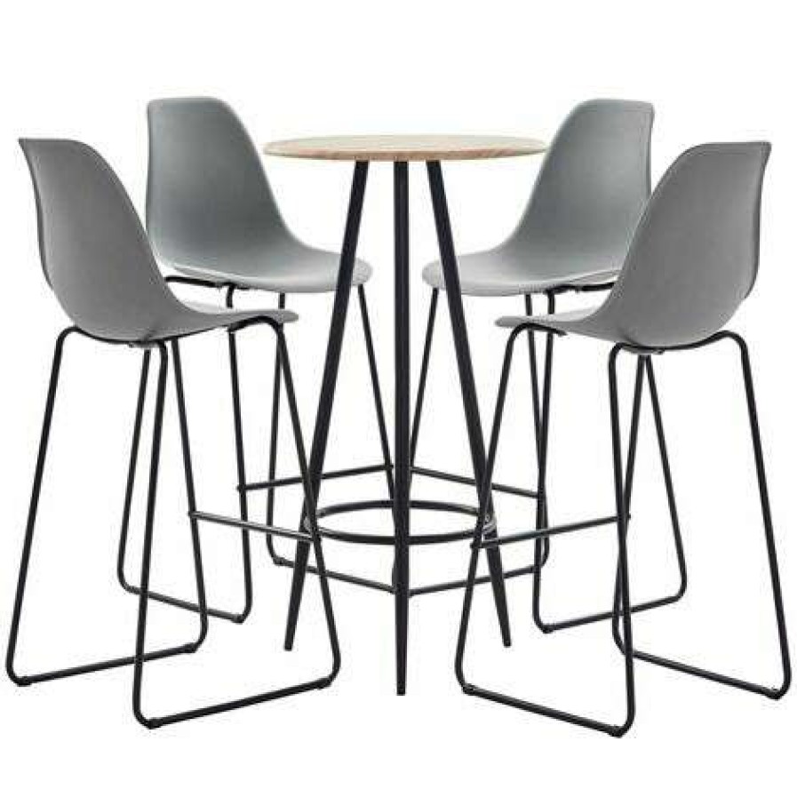 Table Haute Et Bar * | De Gros Hommoo Ensemble De Bar 5 Pcs Plastique Gris Hdv21967