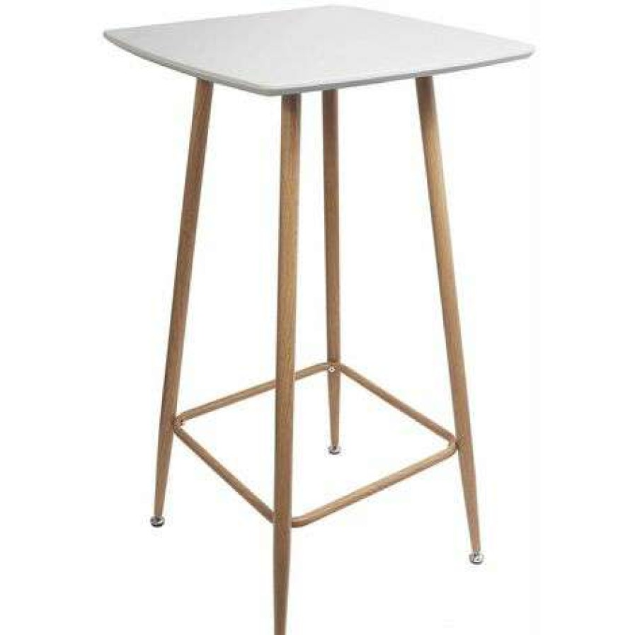 Table Haute Et Bar * | Les Meilleures Critiques De Altobuy Tyoma Ensemble Mange-Debout + 4 Tabourets Tissu Gris Blanc