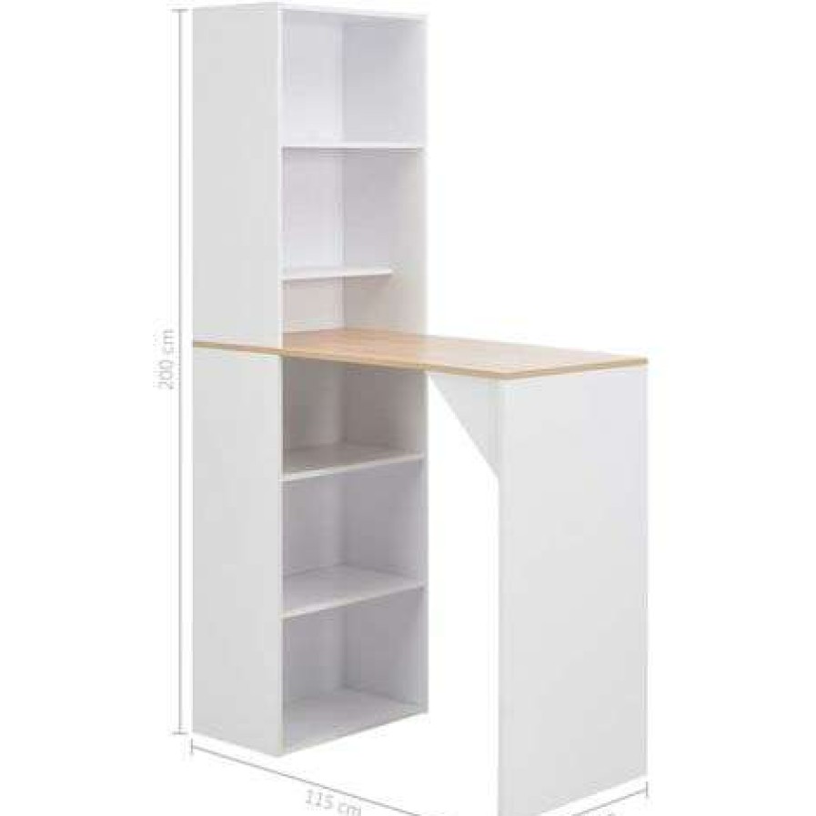 Table Haute Et Bar * | Acheter Asupermall Table De Bar Avec Armoire Blanc 115 X 59 X 200 Cm