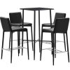 Table Haute Et Bar * | Promo True Deal Ensemble De Bar 5 Pcs Similicuir Noir