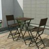 Table Haute Et Bar * | De Gros Nova Ensemble De Bar A Table Avec 2 Tabourets De Jardin Dans Un Rotin Pliant Marron Ensemble De Bistro Pliable 3 Pcs Acier Resine Tressee Marron