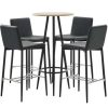 Table Haute Et Bar * | Les Meilleures Critiques De Hommoo Ensemble De Bar 5 Pcs Similicuir Gris Hdv21982