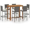 Table Haute Et Bar * | Le Moins Cher Hommoo Ensemble De Bar De Jardin Avec Coussins 7 Pcs Gris