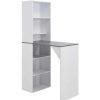 Table Haute Et Bar * | Grosses Soldes Helloshop26 Table Haute Mange Debout Bar Bistrot Avec Armoire Blanc 200 Cm Blanc