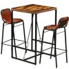 Table Haute Et Bar * | Meilleure Vente Ensemble De Bar Bois Massif De Recuperation Et Cuir De Chevre 3 Pcs Vidaxl