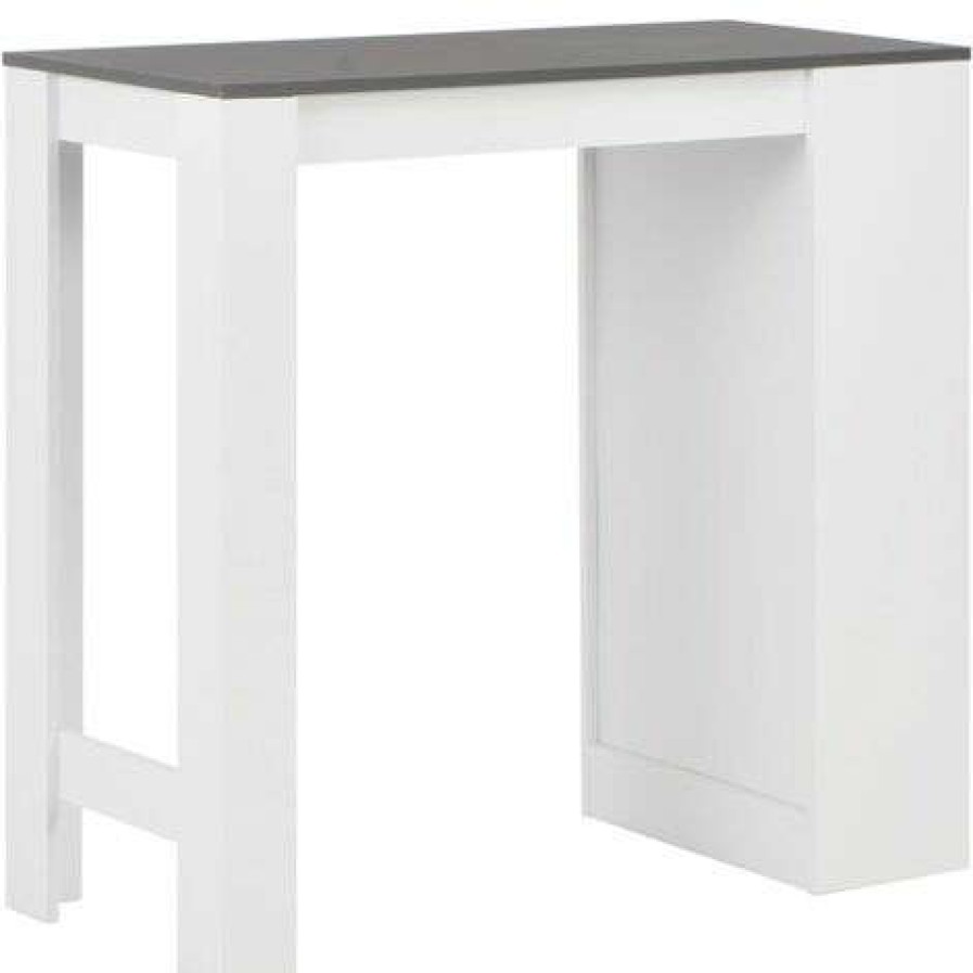 Table Haute Et Bar * | Meilleure Vente Litzee Table De Bar Avec Etagere Blanc 110X50X103 Cm #